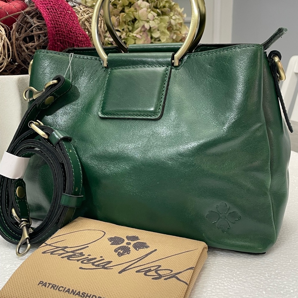 Patricia Nash Forest Green Leather Satchel - Picture 12 of 13